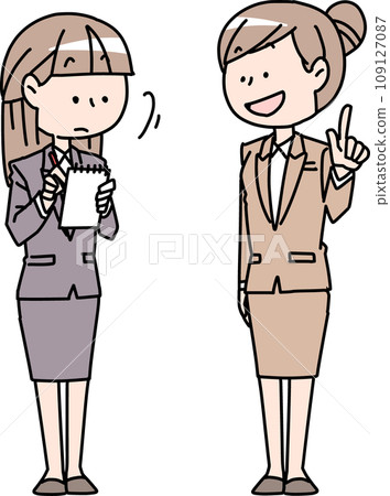 一位女員工正在接受資深同事的指導 一位女員工正在接受資深同事的指導 109127087