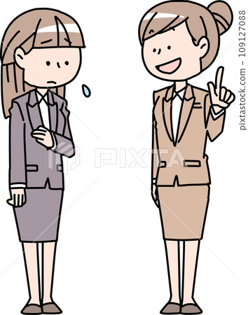 A female employee receiving advice from a senior colleague 109127088