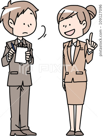 一位男員工正在接受一位資深同事的指導 109127096