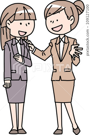 A female employee is encouraged by her seniors 109127100