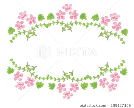 用於香氣的草藥和植物的插圖框架。水彩風格向量素材 109127306