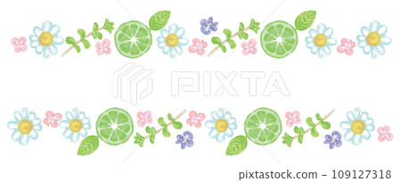 用於香氣的草藥和植物的插圖框架。水彩風格向量素材 109127318