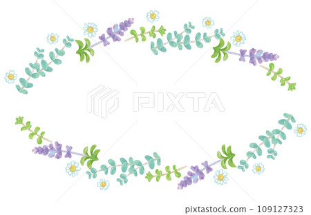 用於香氣的草藥和植物的插圖框架。水彩風格向量素材 109127323