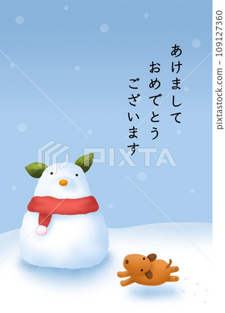 雪人和狗⑦（明信片） 109127360
