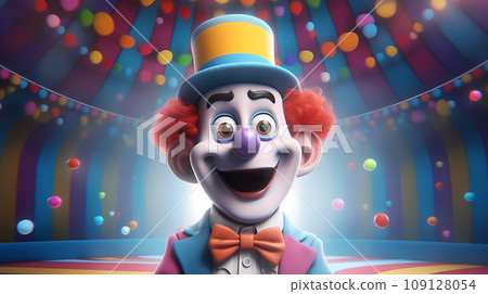 手指卡通可爱的马戏团小丑插画 109128054