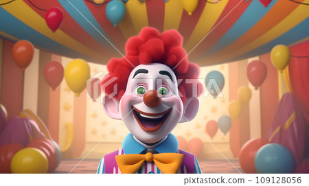 手指卡通可爱的马戏团小丑插画 109128056