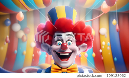 手指卡通可爱的马戏团小丑插画 109128062