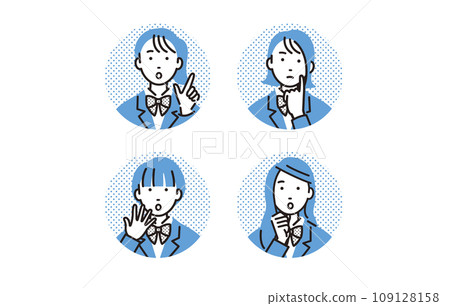 People High school girl icon set with questionable expressions 109128158