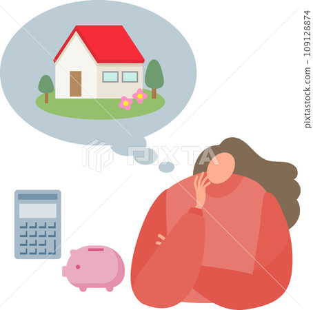 Upper body of a woman thinking about housing 109128874