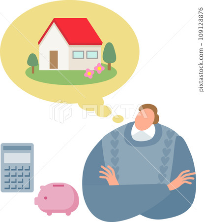 Upper body of a man thinking about housing 109128876