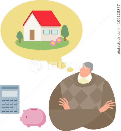 Upper body of a senior man thinking about housing 109128877