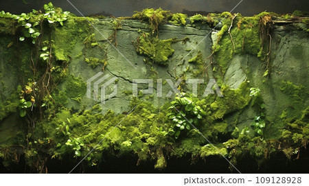 綠色的青苔牆背景紋理 109128928