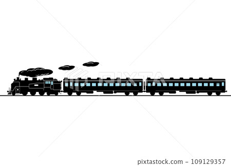 Simple locomotive and passenger car silhouettes 109129357
