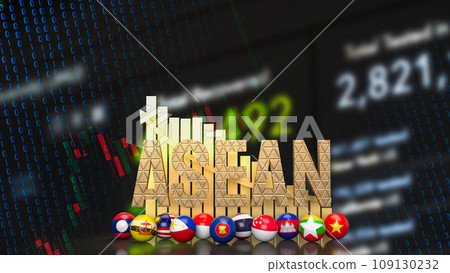 The ASEAN or Association of Southeast Asian Nations for Business concept 3d rendering. 109130232