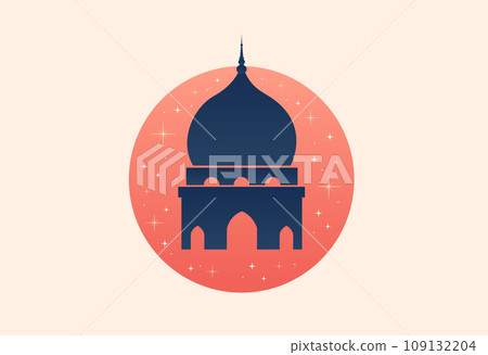 Islamic Mosque Ramadan Kareem minimal vector illustration 109132204