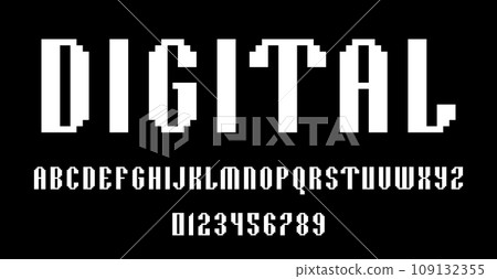 Set of alphabets font letters and numbers 109132355