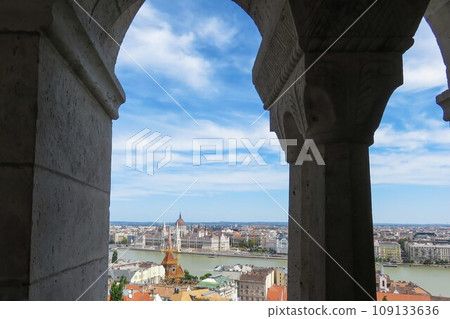 Danube River and Parliament building seen from Fisherman's Bastion/Budapest, Hungary Danube River and Parliament building seen from Fisherman's Bastion/Budapest, Hungary 109133636