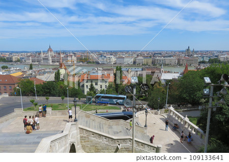 Danube river and Budapest cityscape seen from Fisherman's Bastion / Budapest, Hungary 109133641