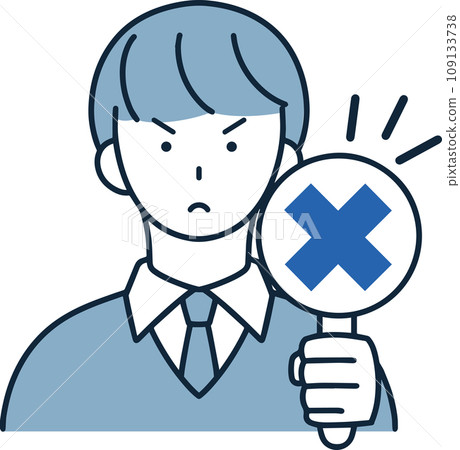 Simple illustration of a male student with a cross Simple illustration of a male student with a cross 109133738