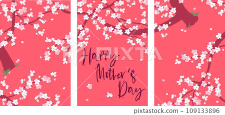 greeting card with blooming trees greeting card with blooming trees 109133896