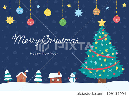 聖誕卡設計背景。冬天的雪景。復古現代向量素材。聖誕樹卡。 聖誕卡設計背景。冬天的雪景。復古現代向量素材。聖誕樹卡。 109134094