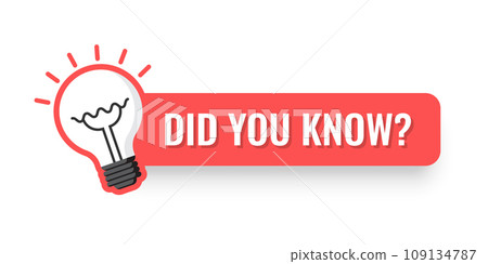Did you know icon in flat style. Banner with frame and bulb vector illustration on white isolated background. Explanation sign business concept. Did you know icon in flat style. Banner with frame and bulb vector illustration on white isolated background. Explanation sign business concept. 109134787