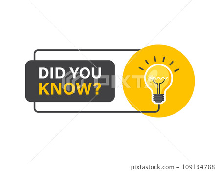 Did you know icon in flat style. Banner with frame and bulb vector illustration on white isolated background. Explanation sign business concept. 109134788