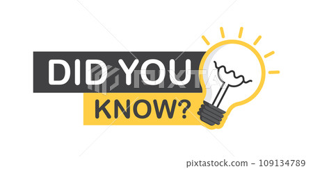 Did you know icon in flat style. Banner with frame and bulb vector illustration on white isolated background. Explanation sign business concept. 109134789