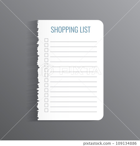 Shopping list icon in flat style. Memo pages vector illustration on isolated background. Daily planner sign business concept. 109134886