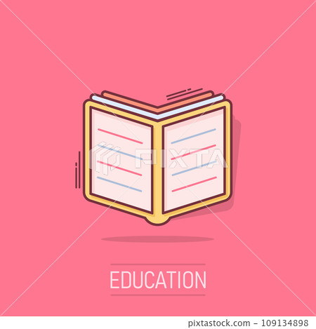 Cartoon book icon in comic style. Book illustration pictogram. Education splash business concept. Cartoon book icon in comic style. Book illustration pictogram. Education splash business concept. 109134898