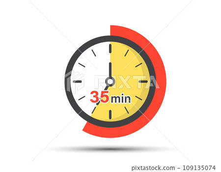 35 minutes on stopwatch icon in flat style. Clock face timer vector illustration on isolated background. Countdown sign business concept. 109135074