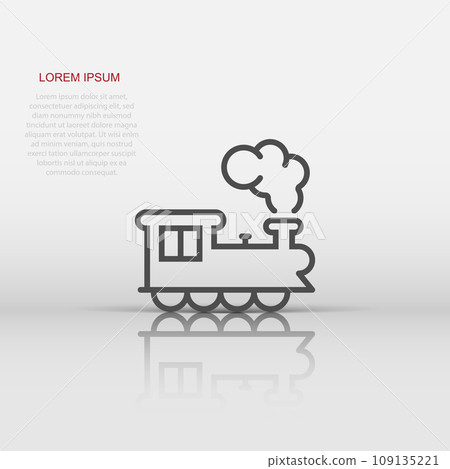 Metro icon in flat style. Train subway vector illustration on white isolated background. Railroad cargo business concept. 109135221