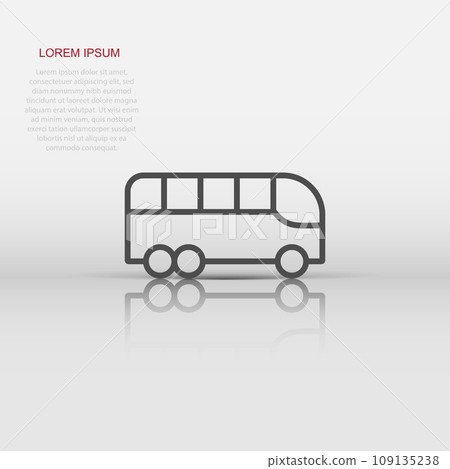 Bus icon in flat style. Coach vector illustration on white isolated background. Autobus vehicle business concept. 109135238