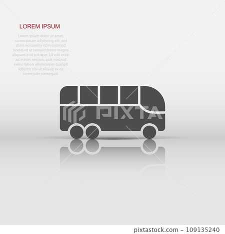 Bus icon in flat style. Coach vector illustration on white isolated background. Autobus vehicle business concept. 109135240