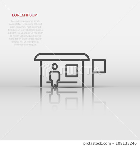 Bus station icon in flat style. Auto stop vector illustration on white isolated background. Autobus vehicle business concept. 109135246