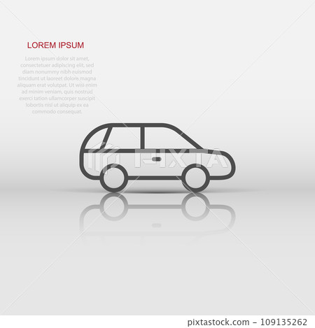 Car icon in flat style. Automobile vehicle vector illustration on white isolated background. Sedan business concept. 109135262