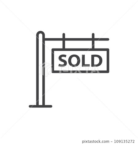 Real estate banner icon in flat style. Sale label vector illustration on isolated background. Sold sign business concept. Real estate banner icon in flat style. Sale label vector illustration on isolated background. Sold sign business concept. 109135272