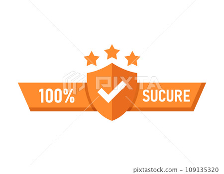 100% secure icon in flat style. Privacy guarantee vector illustration on isolated background. Safety risk sign business concept. 100% secure icon in flat style. Privacy guarantee vector illustration on isolated background. Safety risk sign business concept. 109135320