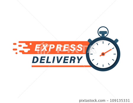 Express delivery icon in flat style. Fast shipping vector illustration on isolated background. Commercial service sign business concept. Express delivery icon in flat style. Fast shipping vector illustration on isolated background. Commercial service sign business concept. 109135331