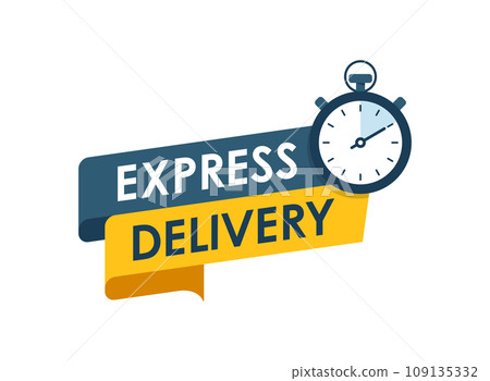 Express delivery icon in flat style. Fast shipping vector illustration on isolated background. Commercial service sign business concept. 109135332