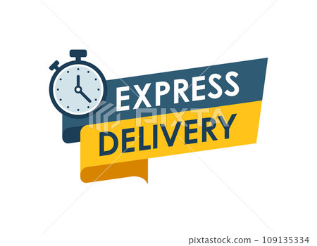 Express delivery icon in flat style. Fast shipping vector illustration on isolated background. Commercial service sign business concept. Express delivery icon in flat style. Fast shipping vector illustration on isolated background. Commercial service sign business concept. 109135334