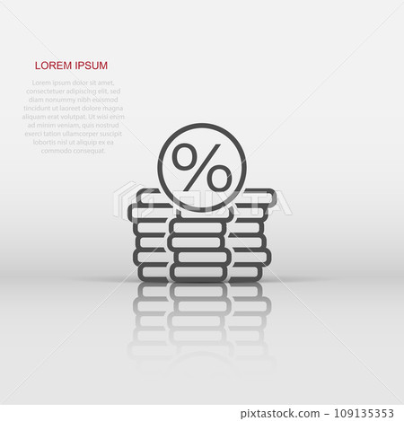 Coins stack icon in flat style. Dollar coin vector illustration on white isolated background. Money stacked business concept. 109135353