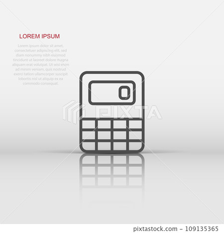 Calculator icon in flat style. Calculate vector illustration on white isolated background. Calculation business concept. 109135365