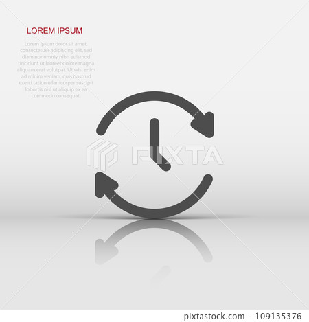 Clock icon in flat style. Watch vector illustration on white isolated background. Timer business concept. 109135376