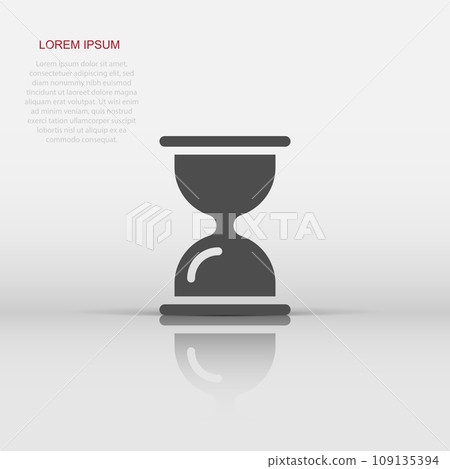 Hourglass icon in flat style. Sandglass vector illustration on white isolated background. Clock business concept. 109135394