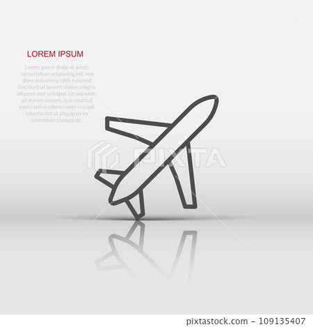 Plane icon in flat style. Airplane vector illustration on white isolated background. Flight airliner business concept. Plane icon in flat style. Airplane vector illustration on white isolated background. Flight airliner business concept. 109135407