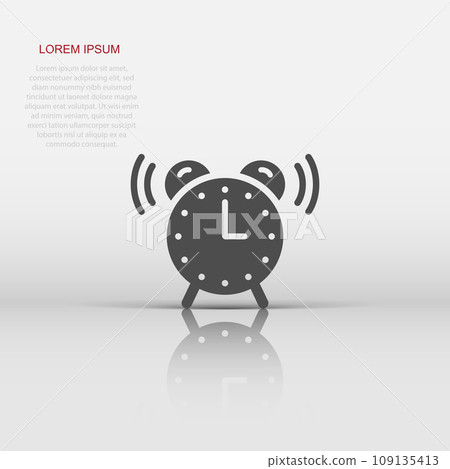 Clock icon in flat style. Watch vector illustration on white isolated background. Timer business concept. 109135413