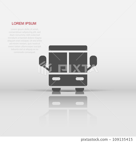 Bus icon in flat style. Coach vector illustration on white isolated background. Autobus vehicle business concept. 109135415