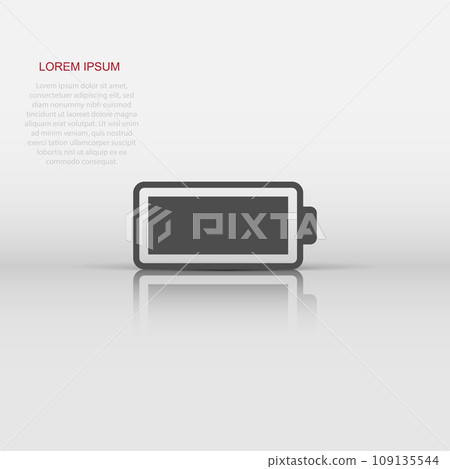 Battery charge icon in flat style. Power level vector illustration on white isolated background. Lithium accumulator business concept. Battery charge icon in flat style. Power level vector illustration on white isolated background. Lithium accumulator business concept. 109135544