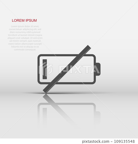 Battery charge icon in flat style. Power level vector illustration on white isolated background. Lithium accumulator business concept. 109135548